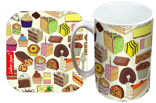 Cakes Mug and Coaster Gift Set by Selina-Jayne