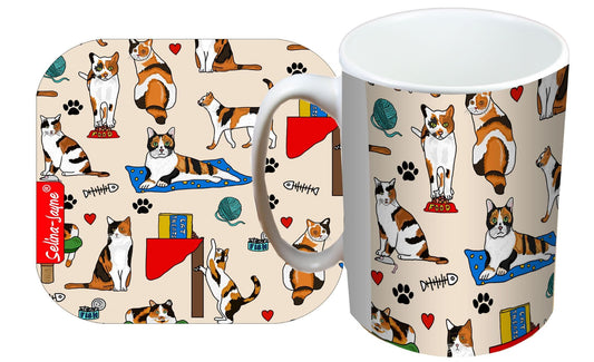 Calico Cats Mug and Coaster Gift Set by Selina-Jayne