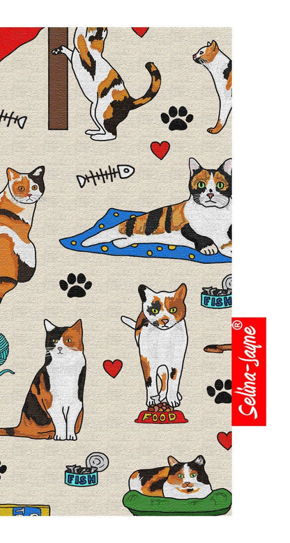 Calico cats design glasses case showing reverse print — handmade in the UK by Selina-Jayne