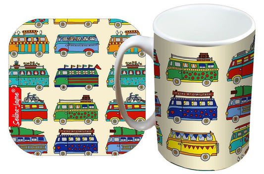 Campervan Mug and Coaster Gift Set by Selina-Jayne