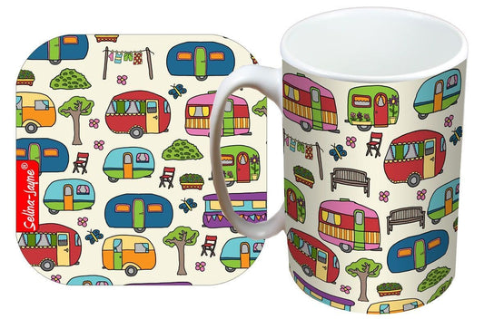 Caravan Mug and Coaster Gift Set by Selina-Jayne