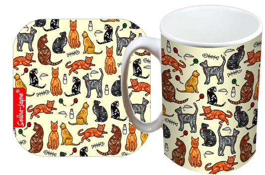 Cats Mug and Coaster Gift Set by Selina-Jayne