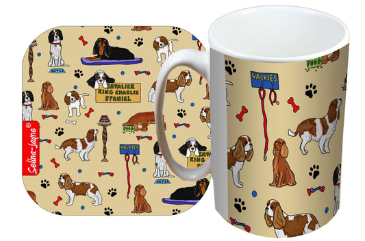 Cavalier King Charles Dog Mug and Coaster Gift Set by Selina-Jayne