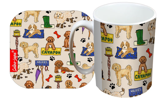 Cavapoo Mug and Coaster Gift Set by Selina-Jayne