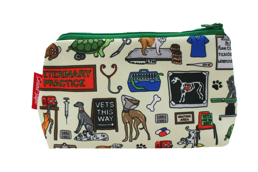 Cosmetic Bag with veterinary-themed design on a white background