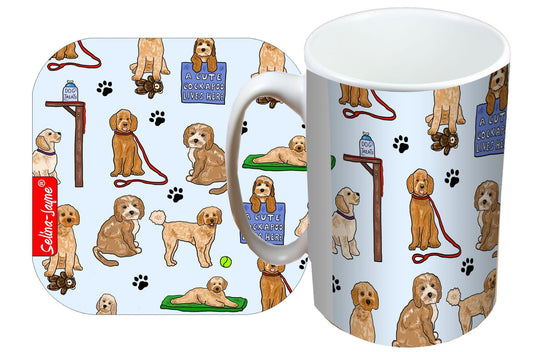 Cockapoo Dogs Mug and Coaster Gift Set by Selina-Jayne