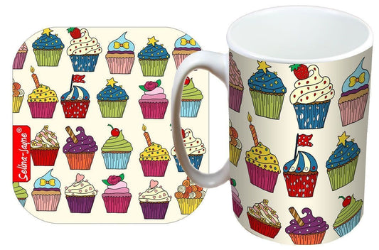 Cupcakes Mug and Coaster Gift Set by Selina-Jayne