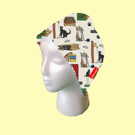Curious Cats Scrub Cap by Selina-Jayne