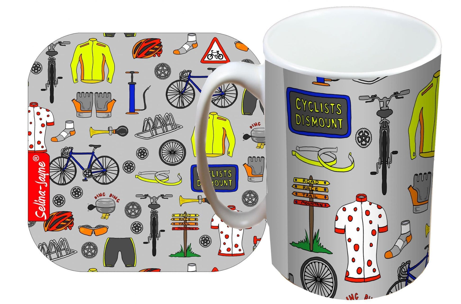 Cycling Mug and Coaster Gift Set by Selina-Jayne