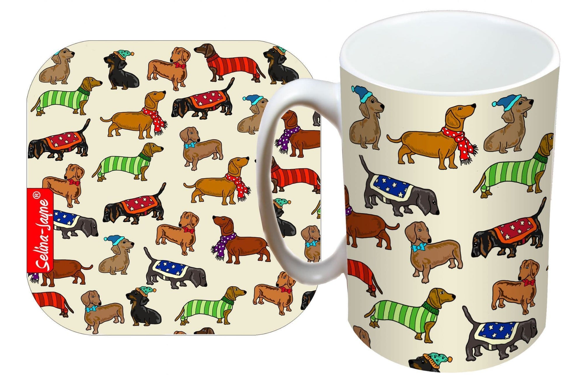Dachshunds Mug and Coaster Gift Set by Selina-Jayne