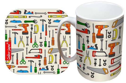 DIY Tools Mug and Coaster Gift Set by Selina-Jayne