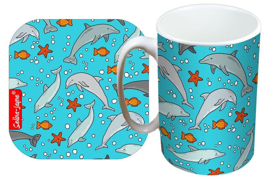 Dolphins Mug and Coaster Gift Set by Selina-Jayne