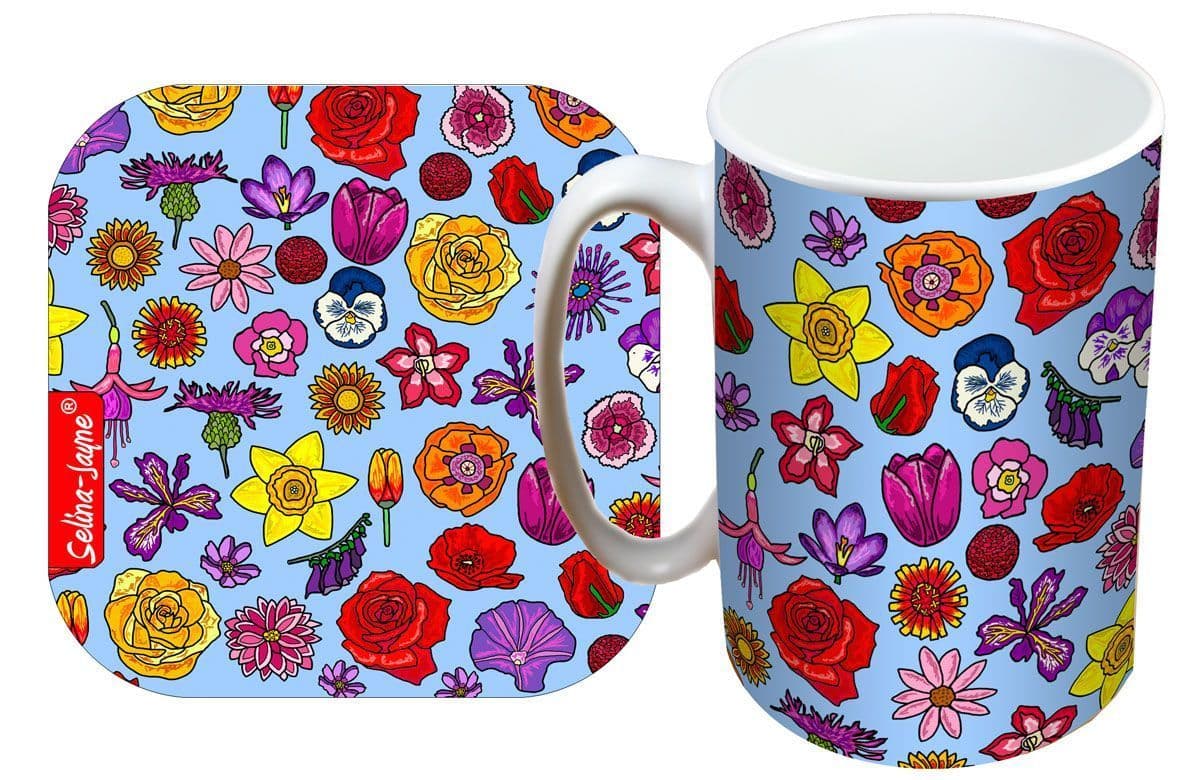 English Flowers Mug and Coaster Gift Set by Selina-Jayne