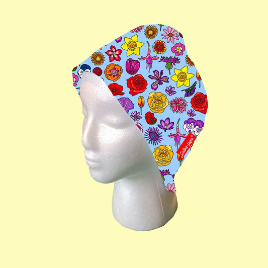 English Flowers Scrub Cap by Selina-Jayne