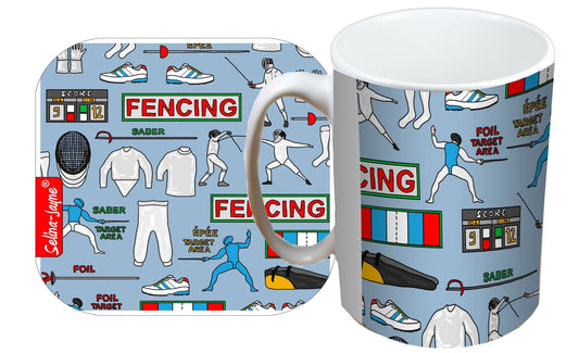 Fencing Mug and Coaster Gift Set by Selina-Jayne
