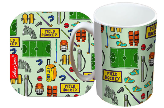 Field Hockey Mug and Coaster Gift Set by Selina-Jayne
