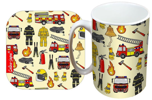 Firemen Mug and Coaster Gift Set by Selina-Jayne