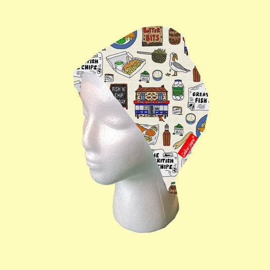 Fish and Chips Scrub Cap by Selina-Jayne