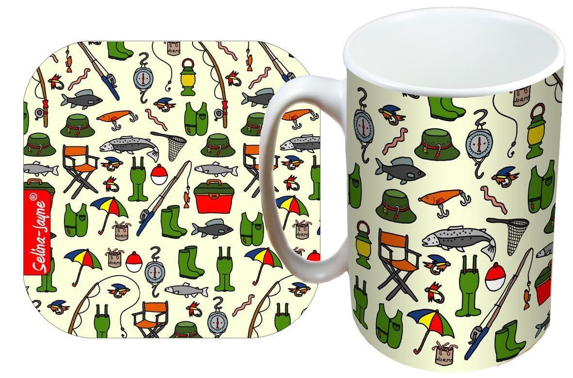 Fishing Mug and Coaster Gift Set by Selina-Jayne