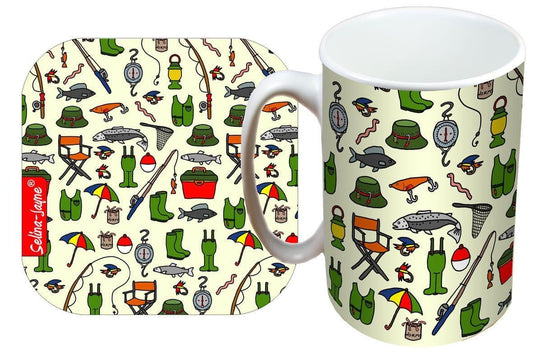 Fishing Mug and Coaster Gift Set by Selina-Jayne