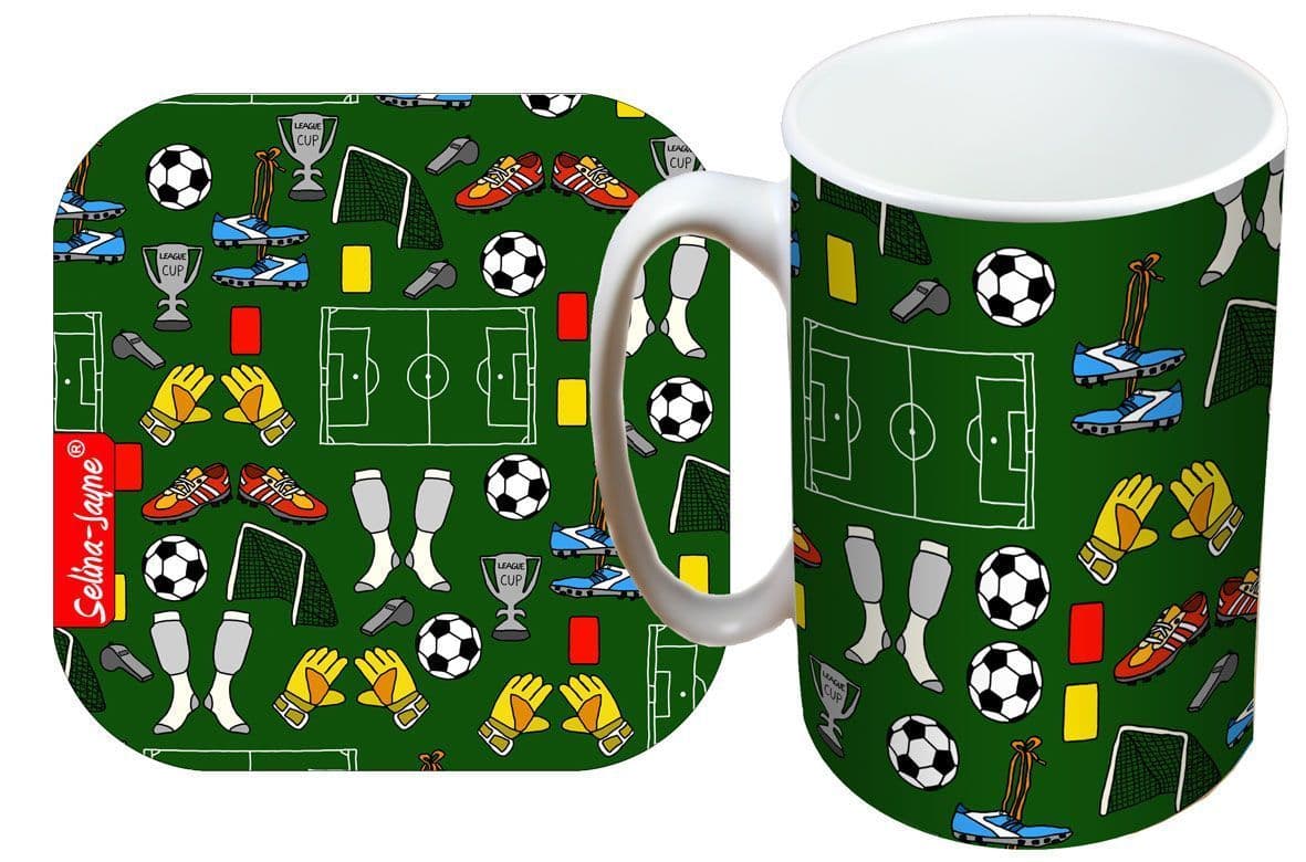 Football Mug and Coaster Gift Set by Selina-Jayne
