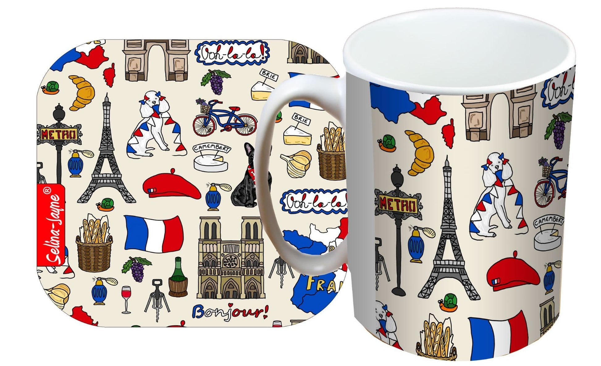 France Mug and Coaster Gift Set by Selina-Jayne