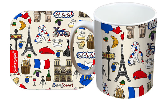 France Mug and Coaster Gift Set by Selina-Jayne