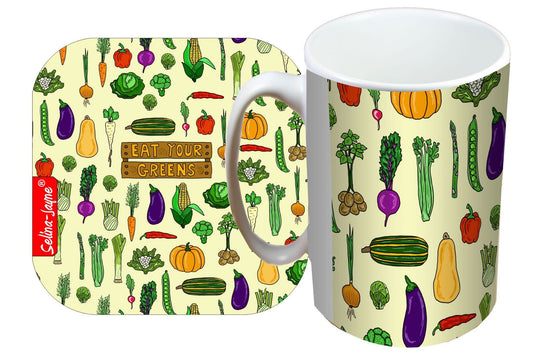 Garden Vegatables Mug and Coaster Gift Set by Selina-Jayne