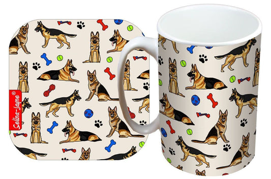 German Shepherd Dog Mug and Coaster Gift Set by Selina-Jayne