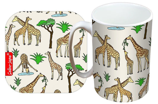 Giraffe Mug and Coaster Gift Set by Selina-Jayne