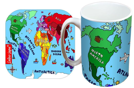 Globe Mug and Coaster Gift Set by Selina-Jayne