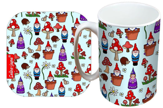 Gnomes Mug and Coaster Gift Set by Selina-Jayne