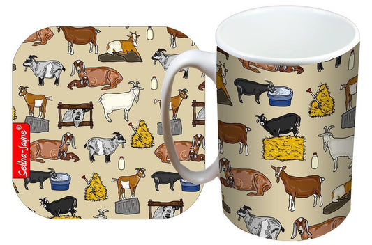 Goats Mug and Coaster Gift Set by Selina-Jayne