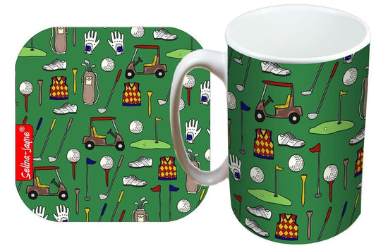 Golf Mug and Coaster Gift Set by Selina-Jayne