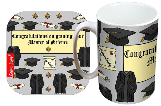 Graduation MSc Mug and Coaster Gift Set by Selina-Jayne