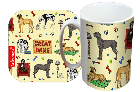 Great Dane Dog Mug and Coaster Gift Set by Selina-Jayne