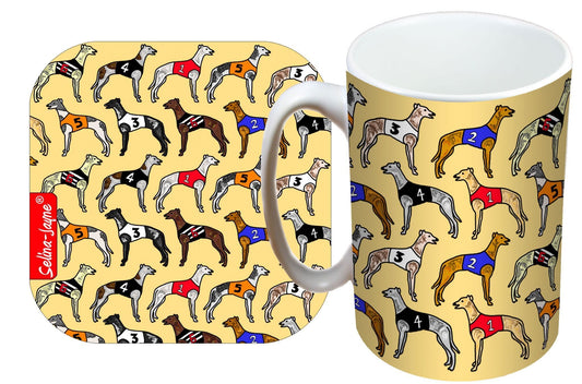 Greyhounds Mug and Coaster Gift Set by Selina-Jayne