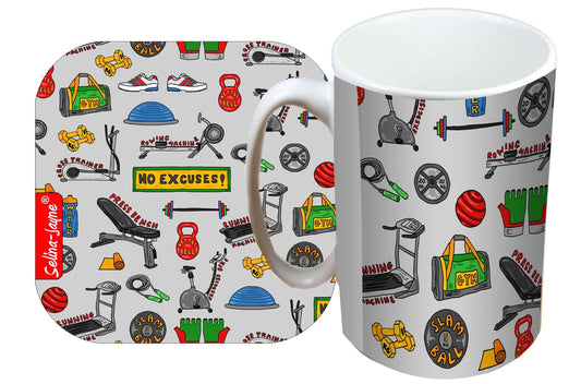 Gym Mug and Coaster Gift Set by Selina-Jayne