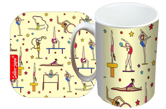 Gymnastics Mug and Coaster Gift Set by Selina-Jayne