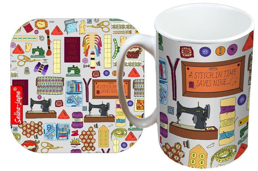 Haberdashery Mug and Coaster Gift Set by Selina-Jayne