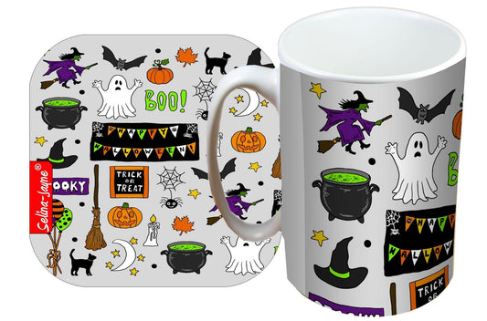 Halloween Mug and Coaster Gift Set by Selina-Jayne