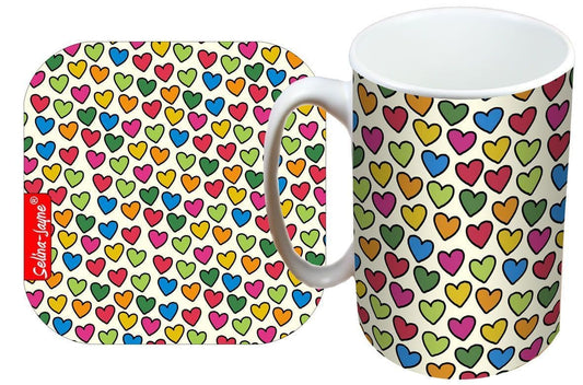 Hearts Mug and Coaster Gift Set by Selina-Jayne