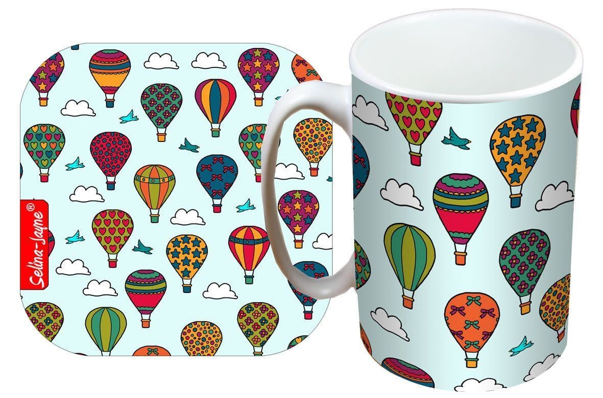 Hot Air Balloons Mug and Coaster Gift Set by Selina-Jayne