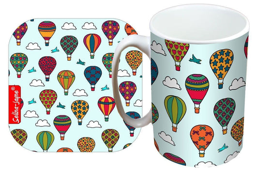 Hot Air Balloons Mug and Coaster Gift Set by Selina-Jayne