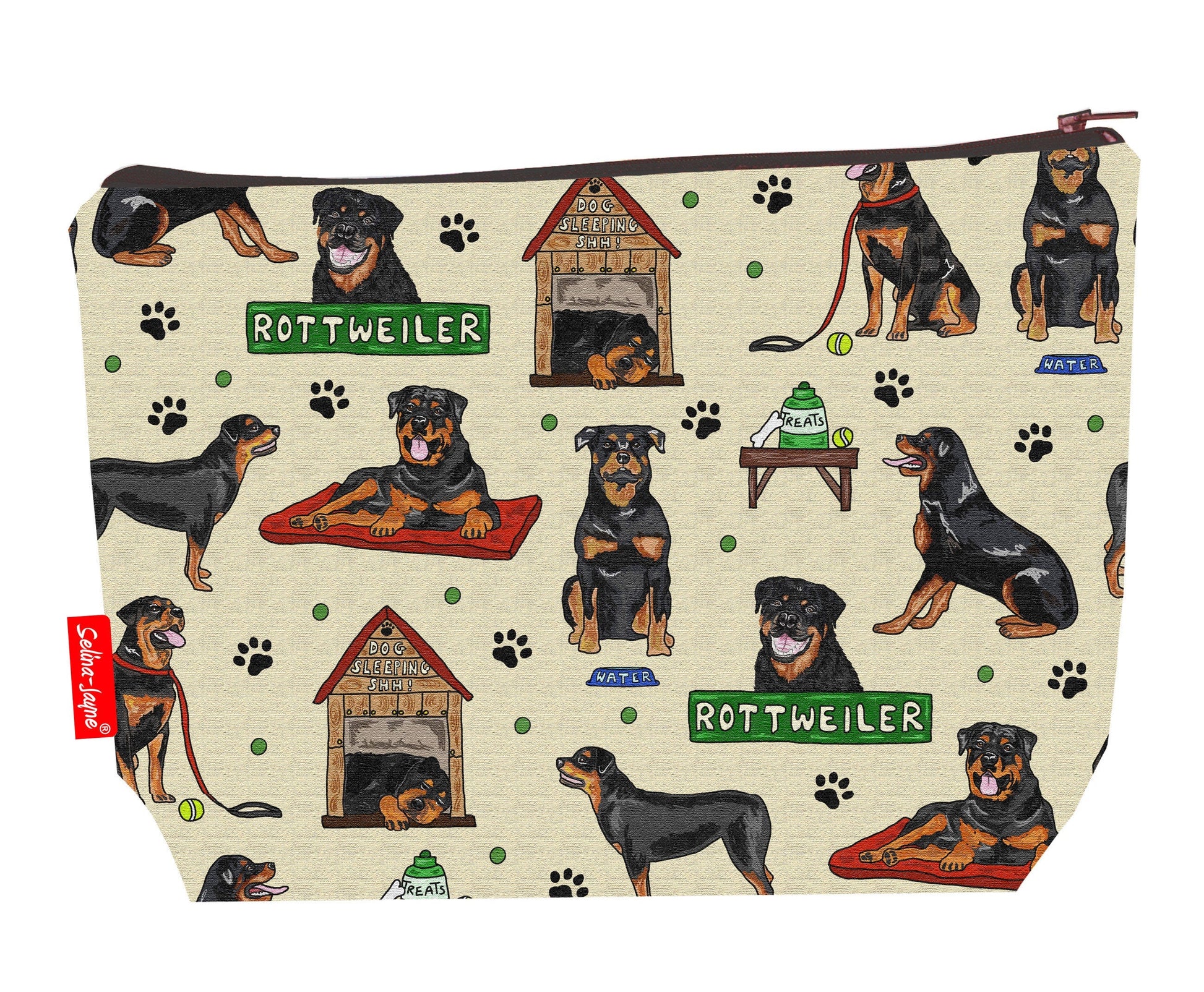 Rottweiler Dogs Toiletry Bag by Selina-Jayne