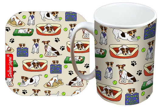 Jack Russell Mug and Coaster Gift Set by Selina-Jayne