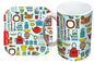 Kitchen Utensils Mug and Coaster Gift Set by Selina-Jayne