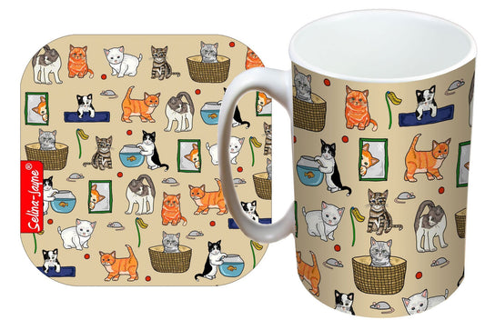 Kittens Mug and Coaster Gift Set by Selina-Jayne