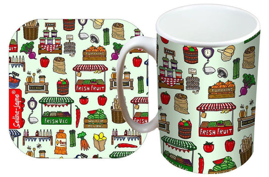 Market Day Mug and Coaster Gift Set by Selina-Jayne