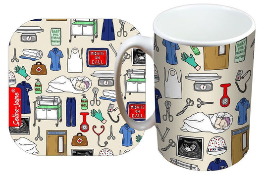 Midwife Mug and Coaster Gift Set by Selina-Jayne